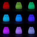 Lampka nocna dla dzieci silikonowa dotykowa miękka RGB LED biała kotek