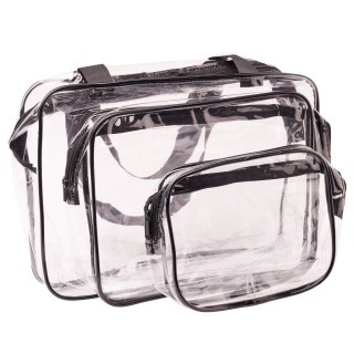 Kosmetyczka przezroczysta transparentna podróżna organizer do samolotu 3 sztuki