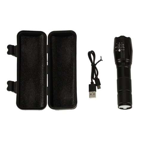 Latarka taktyczna wojskowa 800 lumenów LED ZOOM mocna USB akumulator Latarka taktyczna wojskowa 800 lumenów LED ZOOM mocna USB akumulator