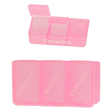 Pudełko organizer na leki na tabletki kasetka 7 dni 3 pory dnia 4 języki Pudełko organizer na leki na tabletki kasetka 7 dni 3 pory dnia 4 języki