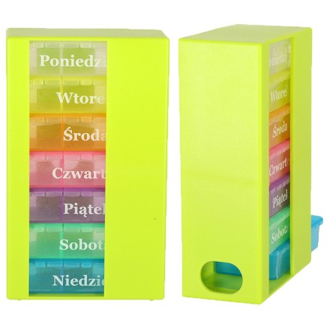 Pudełko organizer na leki na tabletki kasetka 7 dni 3 pory dnia 4 języki Pudełko organizer na leki na tabletki kasetka 7 dni 3 pory dnia 4 języki