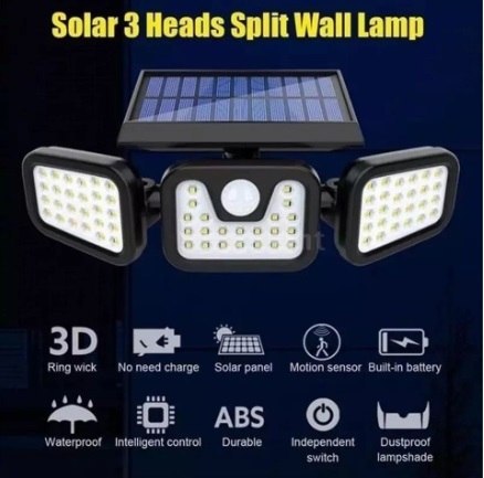 Lampa solarna LED potrójna czujnik ruchu i zmierzchu Lampa solarna LED potrójna czujnik ruchu i zmierzchu