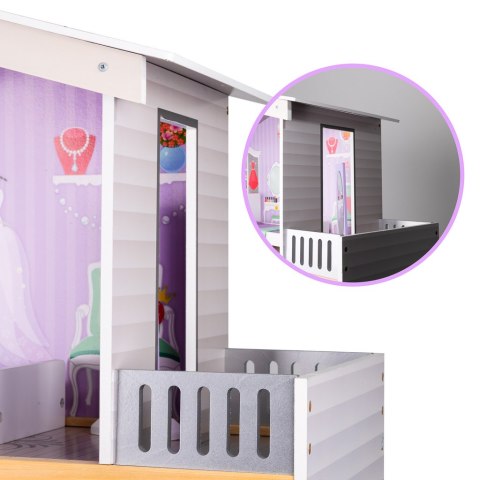 Domek dla lalek drewniany mebelki pastelowy 117cm Domek dla lalek drewniany mebelki pastelowy 117cm