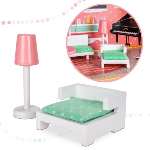 Domek dla lalek drewniany mebelki pastelowy 117cm Domek dla lalek drewniany mebelki pastelowy 117cm