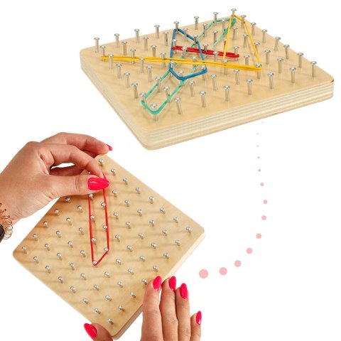 Geoboard geoplan drewniana układanka tworzenie kształtów z gumek Geoboard geoplan drewniana układanka tworzenie kształtów z gumek