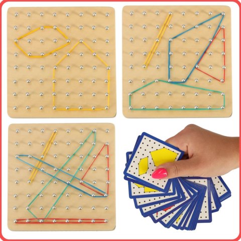 Geoboard geoplan drewniana układanka tworzenie kształtów z gumek Geoboard geoplan drewniana układanka tworzenie kształtów z gumek