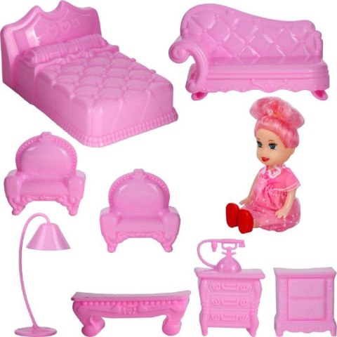 Domek dla lalek Villa lalka mebelki zestaw różowy 44cm Domek dla lalek Villa lalka mebelki zestaw różowy 44cm