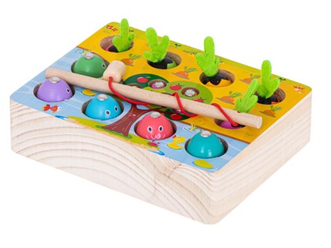 Gra drewniana montessori łowienie rybek marchewki robaczki Gra drewniana montessori łowienie rybek marchewki robaczki