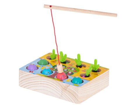 Gra drewniana montessori łowienie rybek marchewki robaczki Gra drewniana montessori łowienie rybek marchewki robaczki
