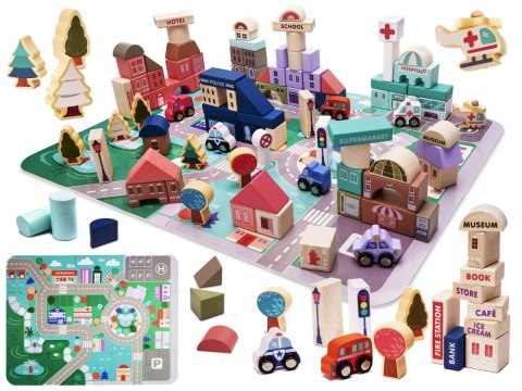 Klocki drewniane edukacyjne miasto puzzle 135el. Klocki drewniane edukacyjne miasto puzzle 135el.