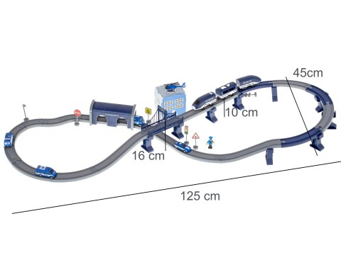 Kolejka elektryczna pociąg policja autka 92 elementy ~300cm Kolejka elektryczna pociąg policja autka 92 elementy ~300cm