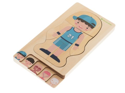 Puzzle drewniane warstwowe budowa ciała montessori chłopiec Puzzle drewniane warstwowe budowa ciała montessori chłopiec