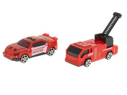 TIR laweta ciężarówka samochód transporter naczepa 2w1 parking resoraki straż pożarna 2 auta czerwone TIR laweta ciężarówka samochód transporter naczepa 2w1 parking resoraki straż pożarna 2 auta czerwone