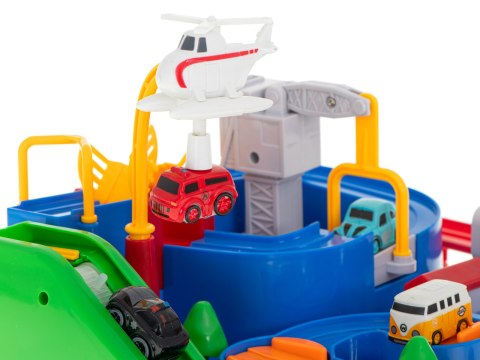 Tor przeszkód interaktywny samochodowy wyścigi parking 4 pojazdy auto autobus radiowóz wóz strażacki helikopter 24x24cm XL Tor przeszkód interaktywny samochodowy wyścigi parking 4 pojazdy auto autobus radiowóz wóz strażacki helikopter 24x24cm XL