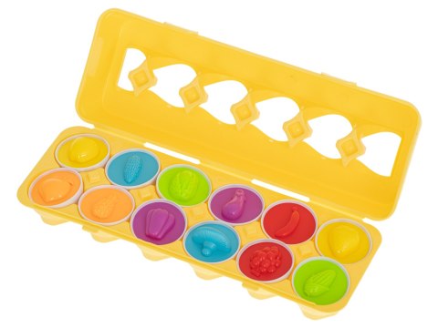 Układanka edukacyjna sorter dopasuj kształty owoce jajka 12 sztuk Układanka edukacyjna sorter dopasuj kształty owoce jajka 12 sztuk