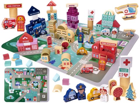 Klocki drewniane edukacyjne miasto puzzle 100el. Klocki drewniane edukacyjne miasto puzzle 100el.