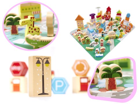 Klocki drewniane edukacyjne miasto puzzle 120el. Klocki drewniane edukacyjne miasto puzzle 120el.
