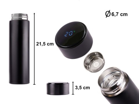 Kubek bidon termiczny termos smart LED 500ml czarny Kubek bidon termiczny termos smart LED 500ml czarny