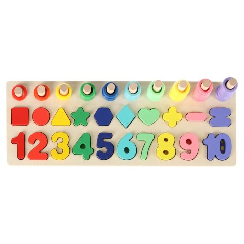 Liczydło drewniane sorter cyfry montessori 3w1 13x36cm Liczydło drewniane sorter cyfry montessori 3w1 13x36cm