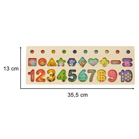 Liczydło drewniane sorter cyfry montessori 3w1 13x36cm Liczydło drewniane sorter cyfry montessori 3w1 13x36cm