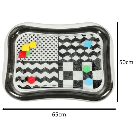 Mata wodna sensoryczna dmuchana dla niemowląt czarno-biała mix wzorów XXL 65x50 cm Mata wodna sensoryczna dmuchana dla niemowląt czarno-biała mix wzorów XXL 65x50 cm