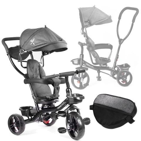 Rowerek trójkołowy Trike Fix Lite rower spacerówka 3w1 obracany 360 wolne koło szary Rowerek trójkołowy Trike Fix Lite rower spacerówka 3w1 obracany 360 wolne koło szary