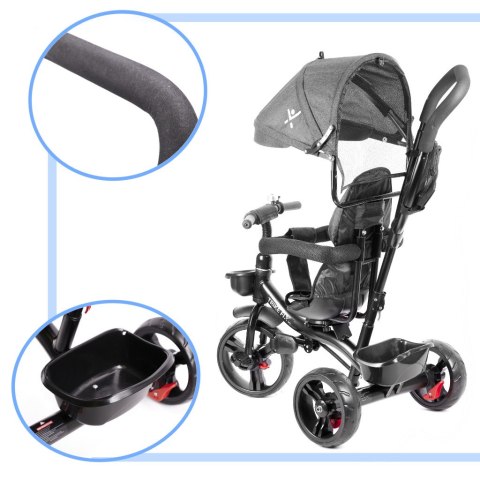Rowerek trójkołowy Trike Fix Lite rower spacerówka 3w1 obracany 360 wolne koło szary Rowerek trójkołowy Trike Fix Lite rower spacerówka 3w1 obracany 360 wolne koło szary