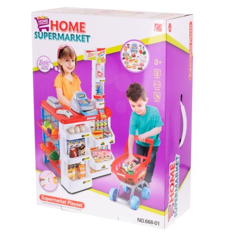 Supermarket sklep kasa fiskalna + wózek Supermarket sklep kasa fiskalna + wózek