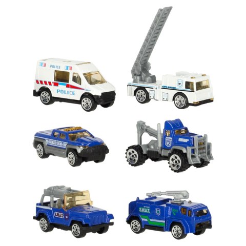 Transporter ciężarówka TIR wyrzutnia + metalowe auta policja Transporter ciężarówka TIR wyrzutnia + metalowe auta policja