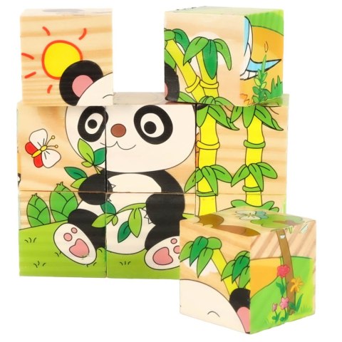Klocki drewniane edukacyjne puzzle układanka kostki Safari 6w1 9el. Klocki drewniane edukacyjne puzzle układanka kostki Safari 6w1 9el.