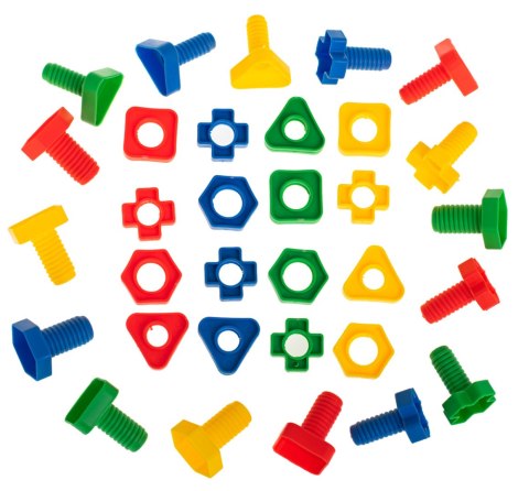 Klocki konstrukcyjne edukacyjne śruby montessori 30 elementów Klocki konstrukcyjne edukacyjne śruby montessori 30 elementów