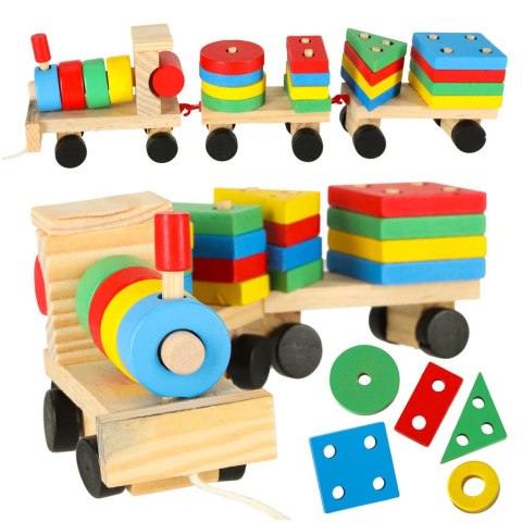Kolejka pociąg lokomotywa klocki drewniane sorter układanka zręcznościowa 30cm Kolejka pociąg lokomotywa klocki drewniane sorter układanka zręcznościowa 30cm