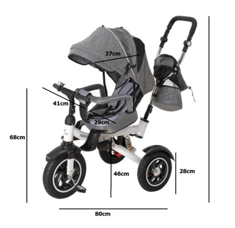 Rowerek trójkołowy Trike Fix V3 rower spacerówka 3w1 obracany 360 wolne koło szary Rowerek trójkołowy Trike Fix V3 rower spacerówka 3w1 obracany 360 wolne koło szary