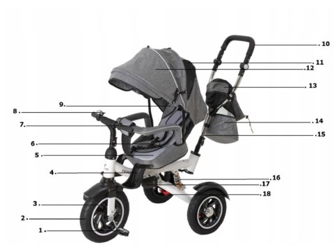 Rowerek trójkołowy Trike Fix V3 rower spacerówka 3w1 obracany 360 wolne koło szary Rowerek trójkołowy Trike Fix V3 rower spacerówka 3w1 obracany 360 wolne koło szary