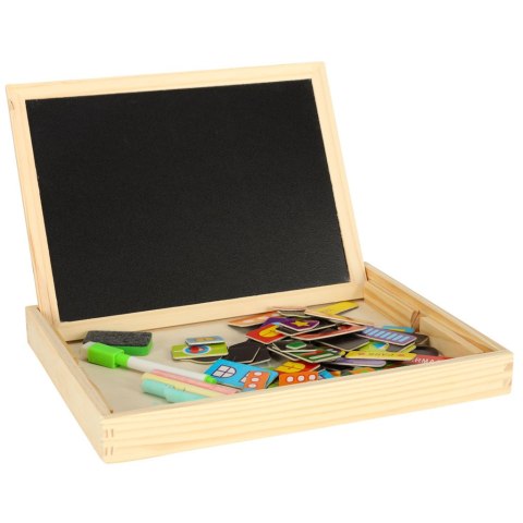 Tablica magnetyczna kredowa wielofunkcyjna miasto + kredka marker gąbka Tablica magnetyczna kredowa wielofunkcyjna miasto + kredka marker gąbka