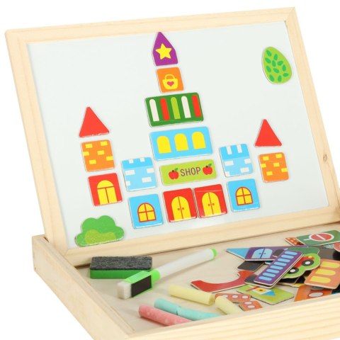 Tablica magnetyczna kredowa wielofunkcyjna miasto + kredka marker gąbka Tablica magnetyczna kredowa wielofunkcyjna miasto + kredka marker gąbka