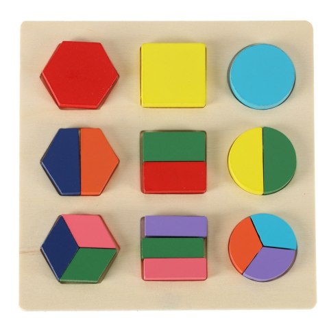 Układanka drewniana figury geometryczne nauka kształtów ułamków Układanka drewniana figury geometryczne nauka kształtów ułamków