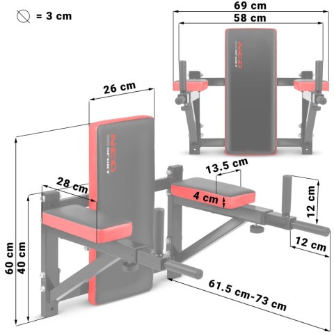 Drążek do dipów na ścianę NS-320 Drążek do dipów na ścianę NS-320