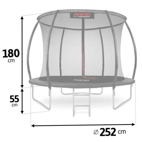 Trampolina ogrodowa profilowana 8ft/252cm z siatką wewnętrzną Neo-Sport Trampolina ogrodowa profilowana 8ft/252cm z siatką wewnętrzną Neo-Sport
