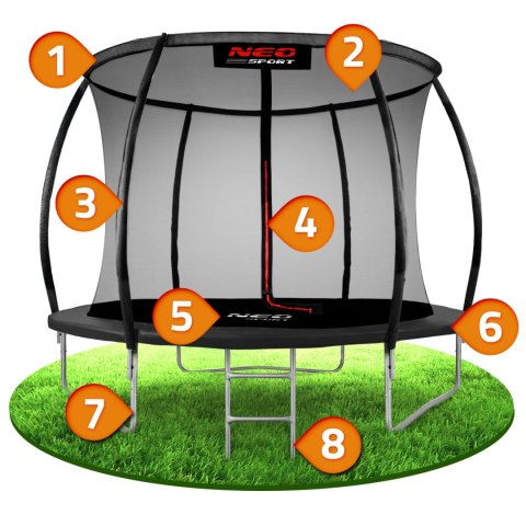 Trampolina ogrodowa profilowana 8ft/252cm z siatką wewnętrzną Neo-Sport Trampolina ogrodowa profilowana 8ft/252cm z siatką wewnętrzną Neo-Sport