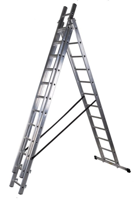 DRABINA ALUMINIOWA 3-ELEMENTOWA 714CM 12+12+12 SZCZEBLI DRABINA ALUMINIOWA 3-ELEMENTOWA 714CM 12+12+12 SZCZEBLI