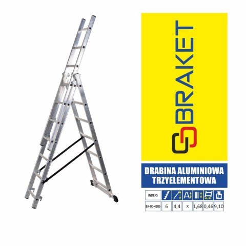 DRABINA ALUMINIOWA 3-ELEMENTOWA 345CM 6+6+6 SZCZEBLI DRABINA ALUMINIOWA 3-ELEMENTOWA 345CM 6+6+6 SZCZEBLI