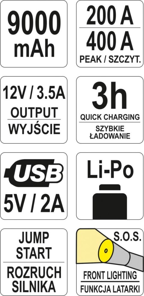 URZĄDZENIE ROZRUCHOWE POWER BANK 9000MAH URZĄDZENIE ROZRUCHOWE POWER BANK 9000MAH