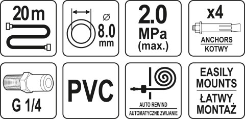 PRZEWÓD PNEUMATYCZNY NA ZWIJAKU AUTOMATYCZNYM 8MM 20M PRZEWÓD PNEUMATYCZNY NA ZWIJAKU AUTOMATYCZNYM 8MM 20M