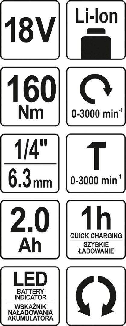 ZAKRĘTARKA UDAROWA 18V 1X2AH ZAKRĘTARKA UDAROWA 18V 1X2AH