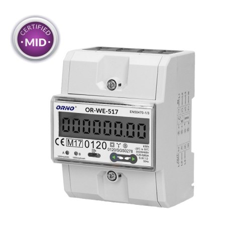 3-FAZOWY LICZNIK ENERGII ELEKTRYCZNEJ 80A RS485 MID 3-FAZOWY LICZNIK ENERGII ELEKTRYCZNEJ 80A RS485 MID