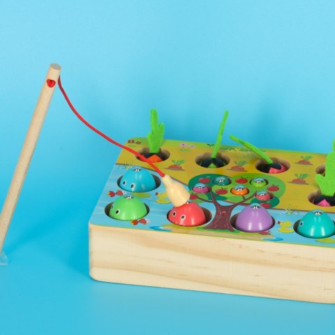 Gra drewniana montessori łowienie rybek marchewki robaczki Gra drewniana montessori łowienie rybek marchewki robaczki