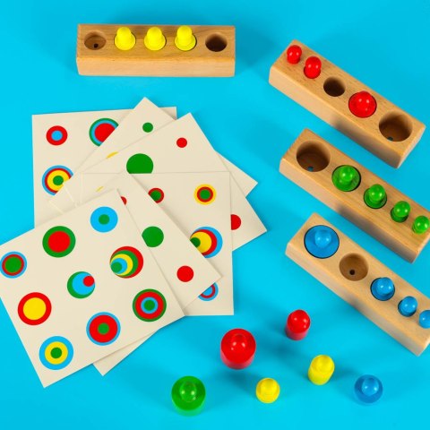 Odważniki cylindry drewniane gra układanka montessori kolorowe Odważniki cylindry drewniane gra układanka montessori kolorowe