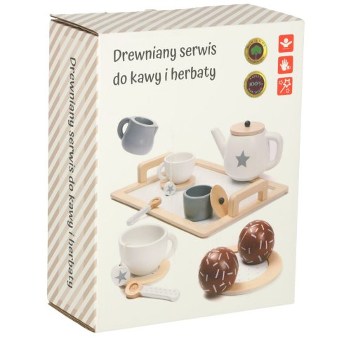 Serwis kawowy drewniany naczynia dla dzieci zestaw kuchenny do herbaty taca filiżanki Serwis kawowy drewniany naczynia dla dzieci zestaw kuchenny do herbaty taca filiżanki