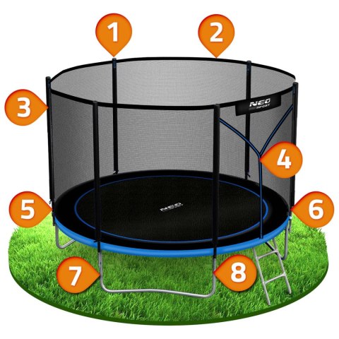 Trampolina ogrodowa 8ft/252cm z siatką zewnętrzną i drabinką Neo-Sport Trampolina ogrodowa 8ft/252cm z siatką zewnętrzną i drabinką Neo-Sport